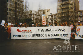 Manifestación del 1º de Mayo de 1996 en A Coruña de FEMCA-UGT bajo el lema “ Primeiro, o emprego e a seguridade”