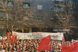 Concentración de trabajadores frente a la sede de Ericsson en Madrid