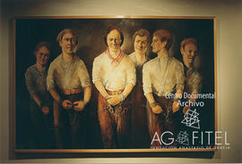 Pintura representando un grupo de personas encadenadas
