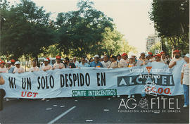 Manifestación de trabajadores de Alcatel en protesta por el expediente de regulación empleo propuesto por la empresa