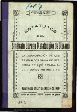 Estatutos  del Sindicato Obrero Metalúrgico de Vizcaya